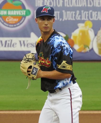 Griffin Jax pitching for the Tampa Bay Rays
